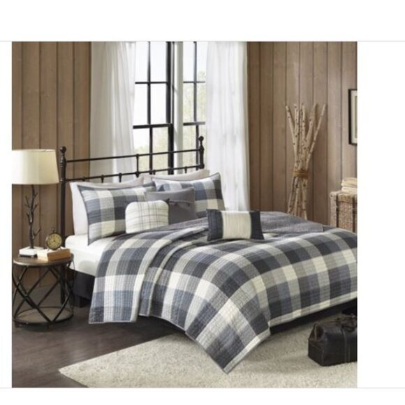 Madison Park Ridge 6 Piece Reversible Herringbone Coverlet Set Full/Queen